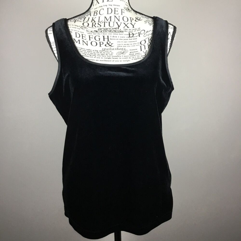 Jaclyn Smith black velvet vintage tank top witchy witchcore whimsygoth fairy S